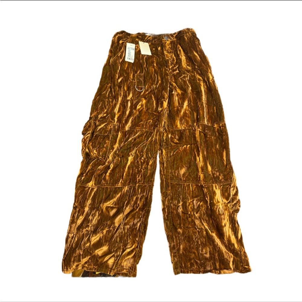 Collina Strada Brown Crushed Velvet Cargo Pants.  Brand new size Large.